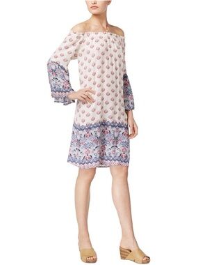 Style & Co Off-Shoulder Floral Border Print boho Dress size XL